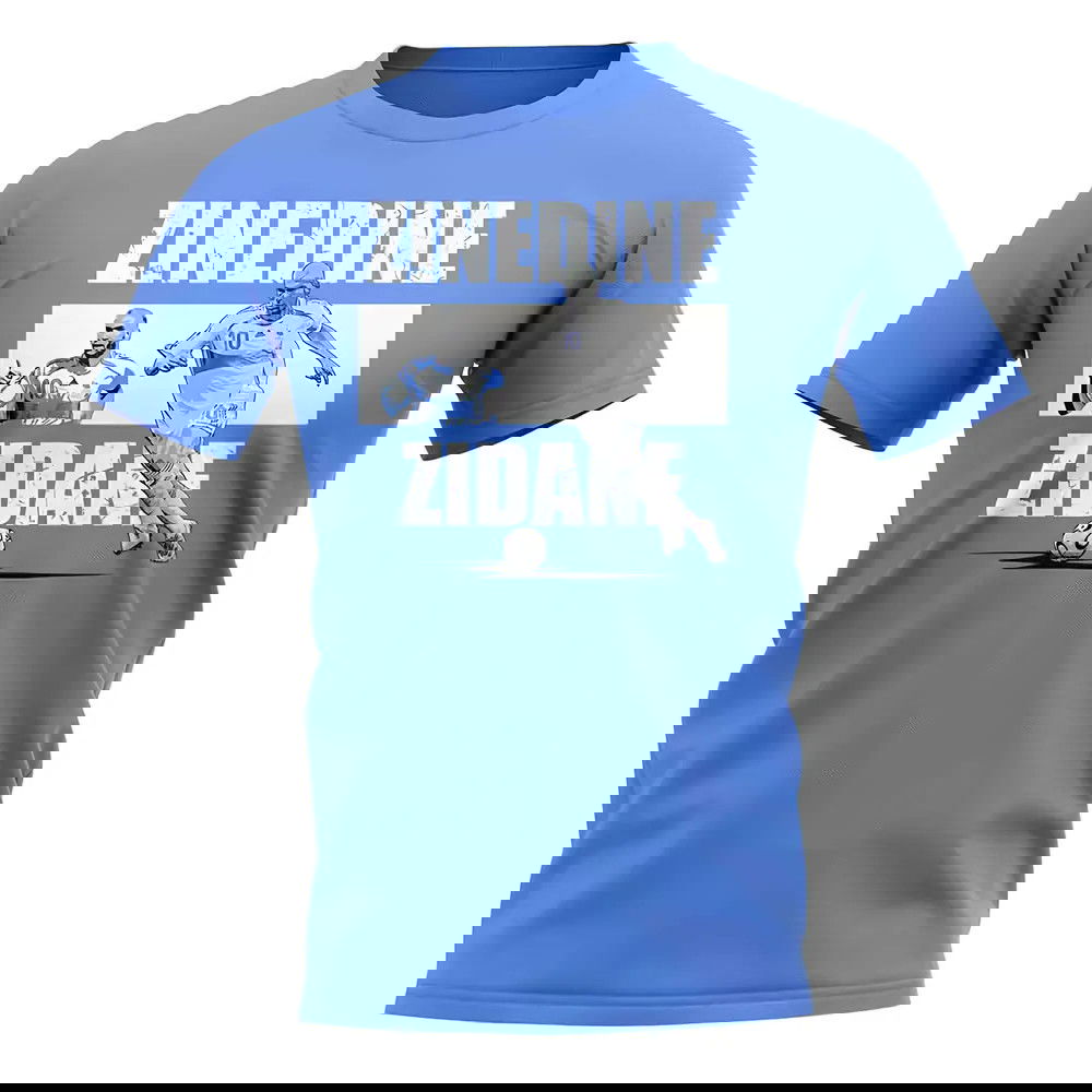 Zinedine Zidane Player Collage T-Shirt (Sky Blue)