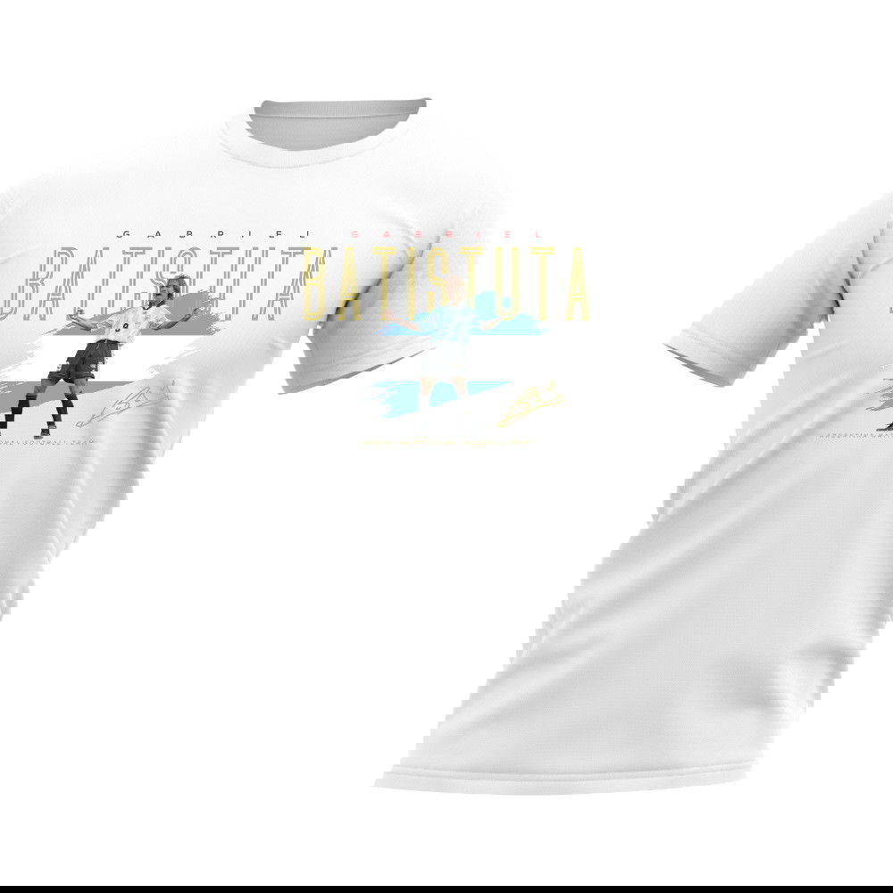 Gabriel Batistuta Argentina Football Celebration T-Shirt (White)