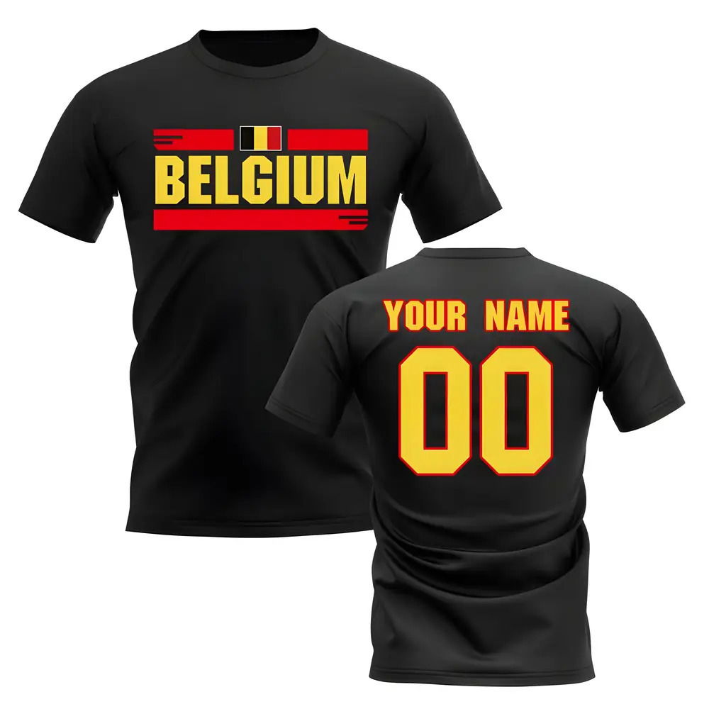 Personalised Belgium Fan Football T-Shirt (black)