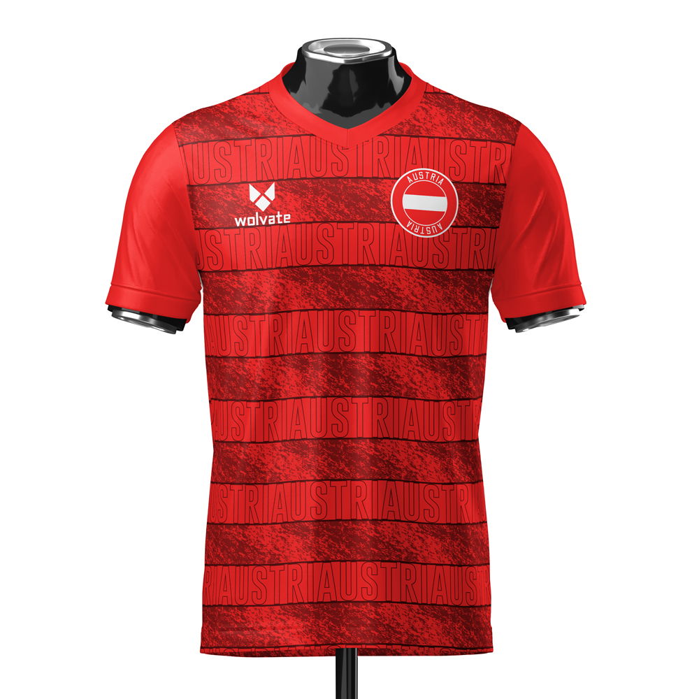 Austria Heritage Red Football Jersey (Wolvate) Kids Short Sleeve
