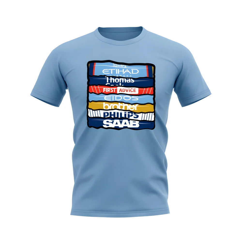 Manchester City Shirt Sponsor History T-shirt (Sky Blue)