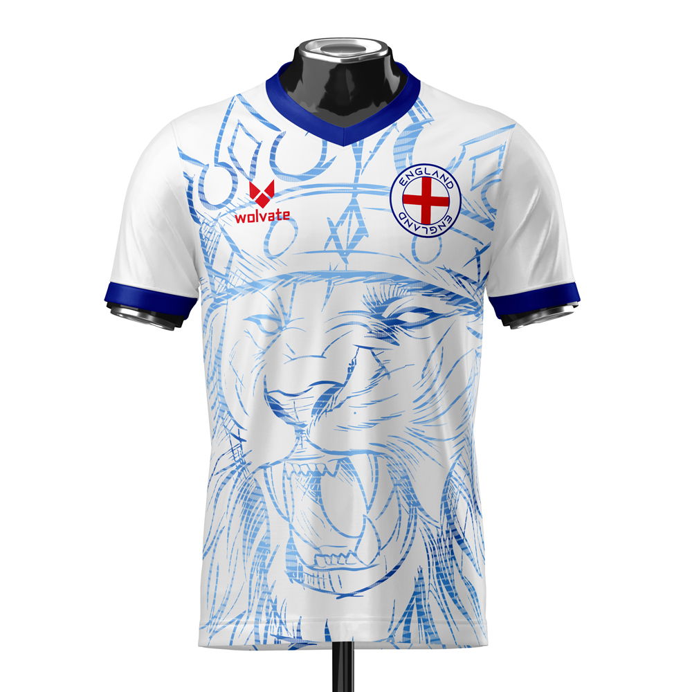 England Heritage Football Jersey White/Blue (Wolvate) Adult Short Sleeve