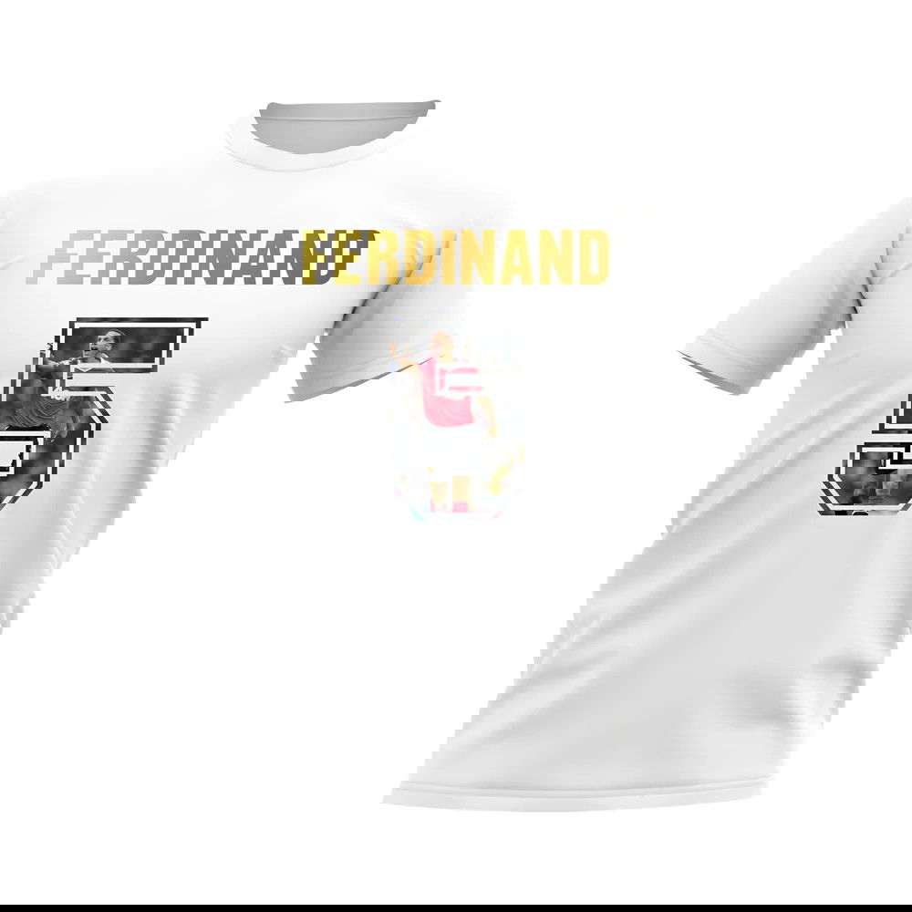 Rio Ferdinand Name And Number Manchester United T-Shirt (White)