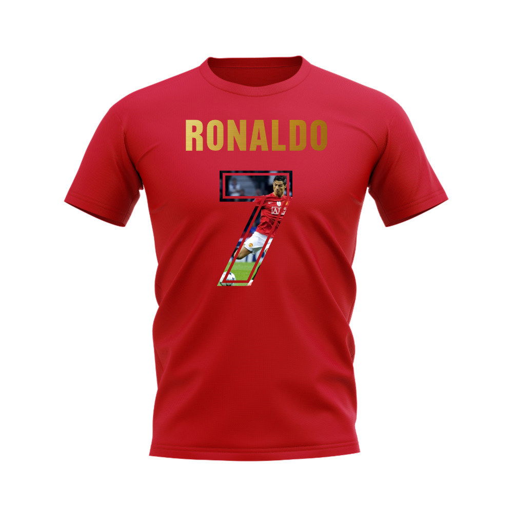 Cristiano Ronaldo Name And Number Manchester United T-Shirt (Red)