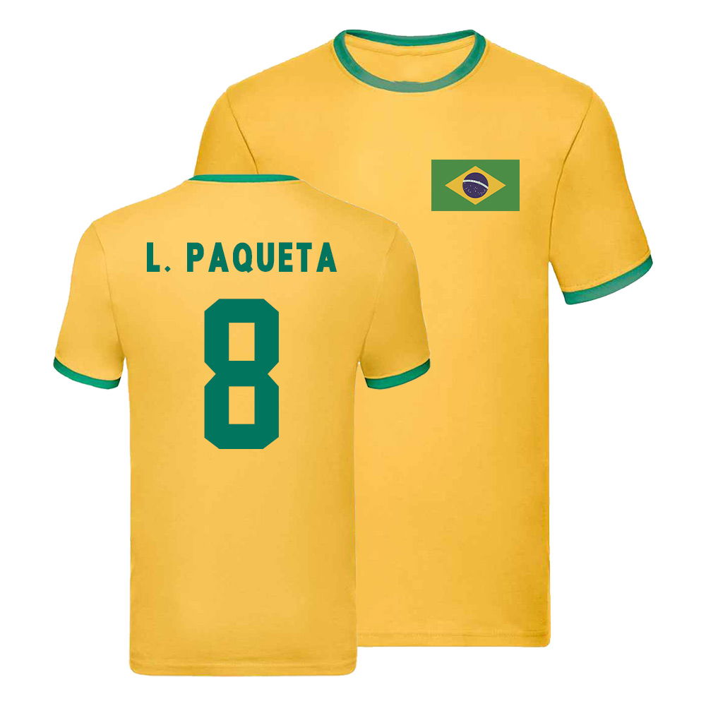 Brazil Ringer T-Shirt (Lucas Paqueta 8)