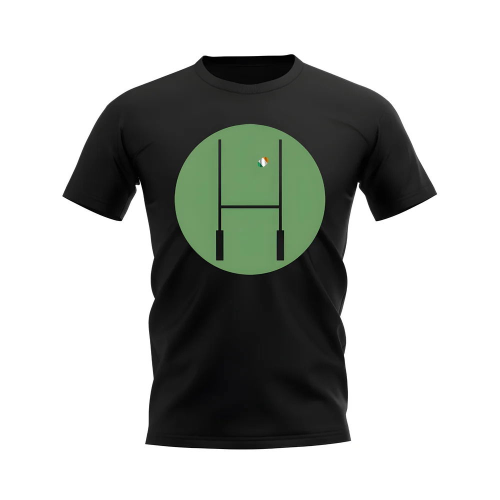 Ireland Rugby Posts Circle T-Shirt (Black)