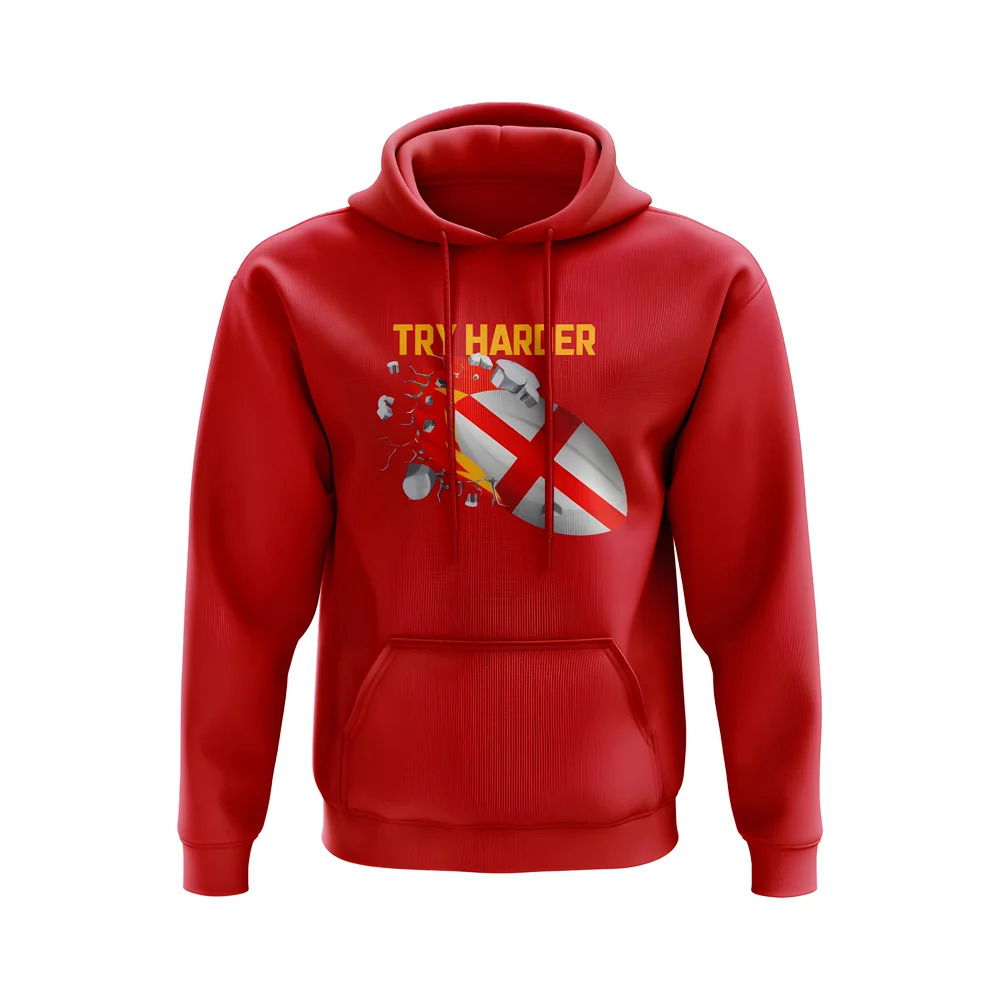 England Try Harder Rugby Hoody (Red)