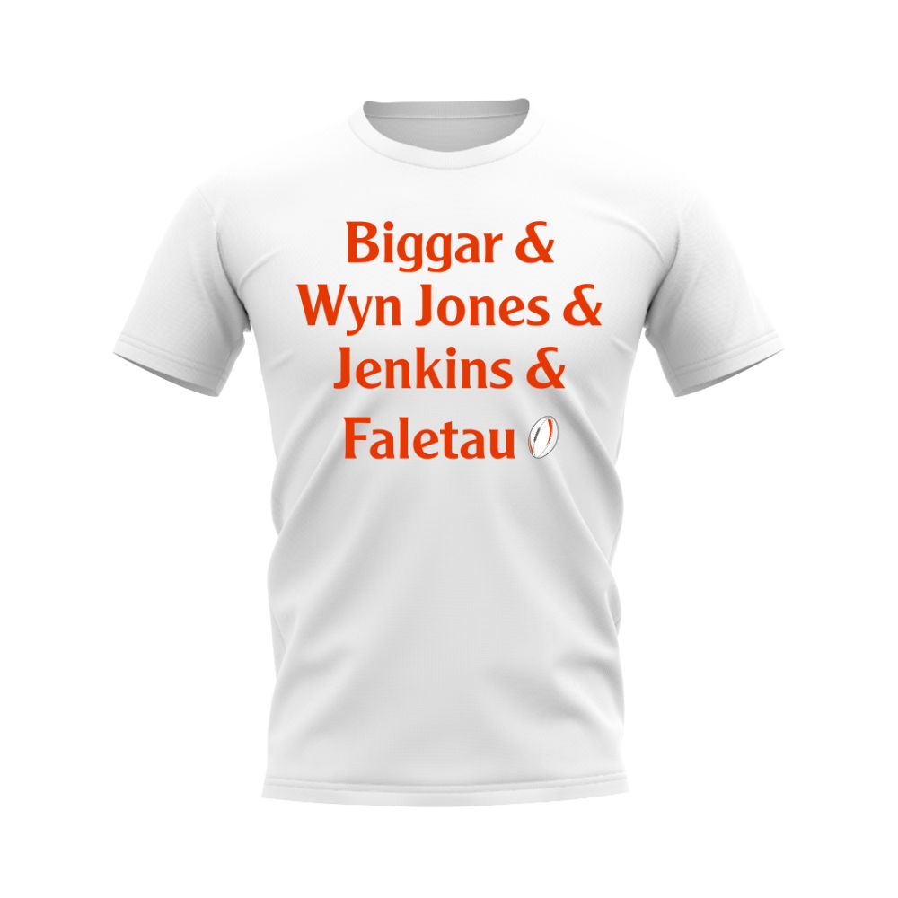Biggar, Wyn Jones, Jenkins, Faletau Wales Rugby T-Shirt (White)