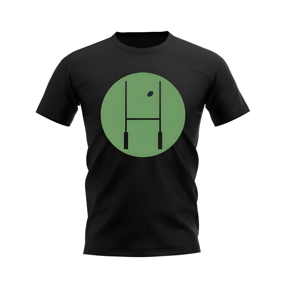 Between The Posts Green Circle Rugby T-Shirt (Black)