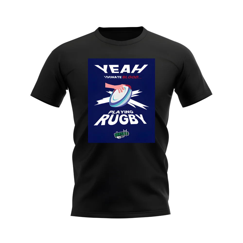I Donate Blood Rugby T-Shirt (Black/Navy)