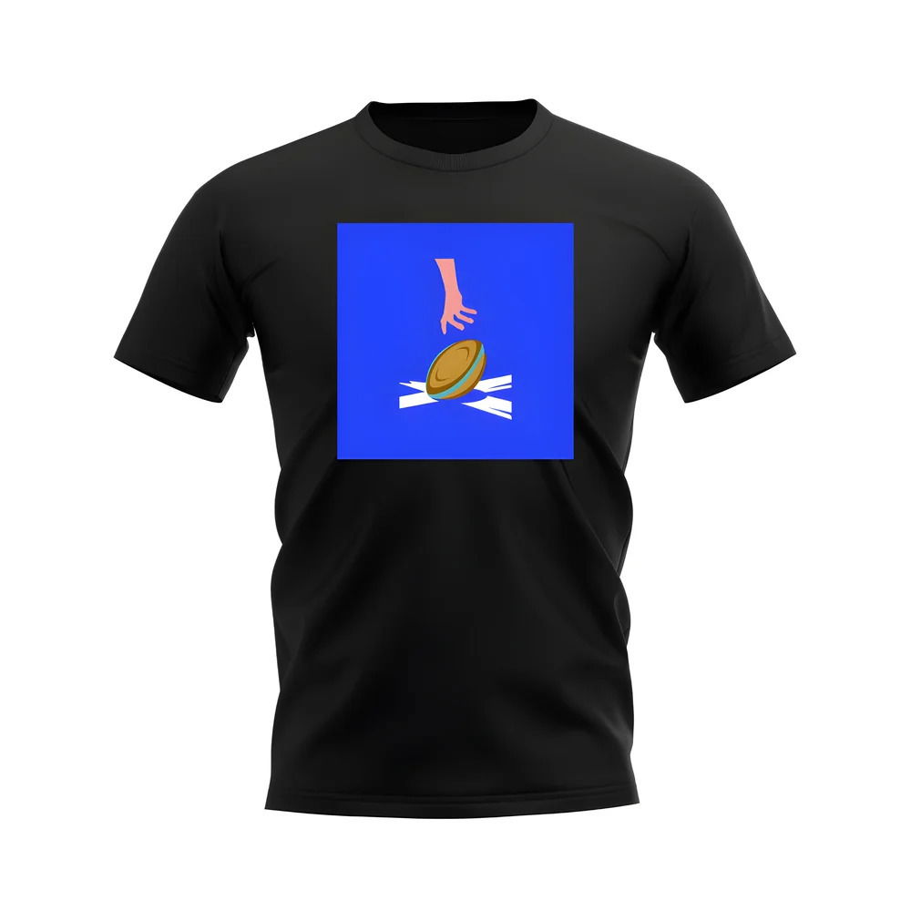 Scotland Rugby Try T-Shirt - Version 1 (Black/Blue)