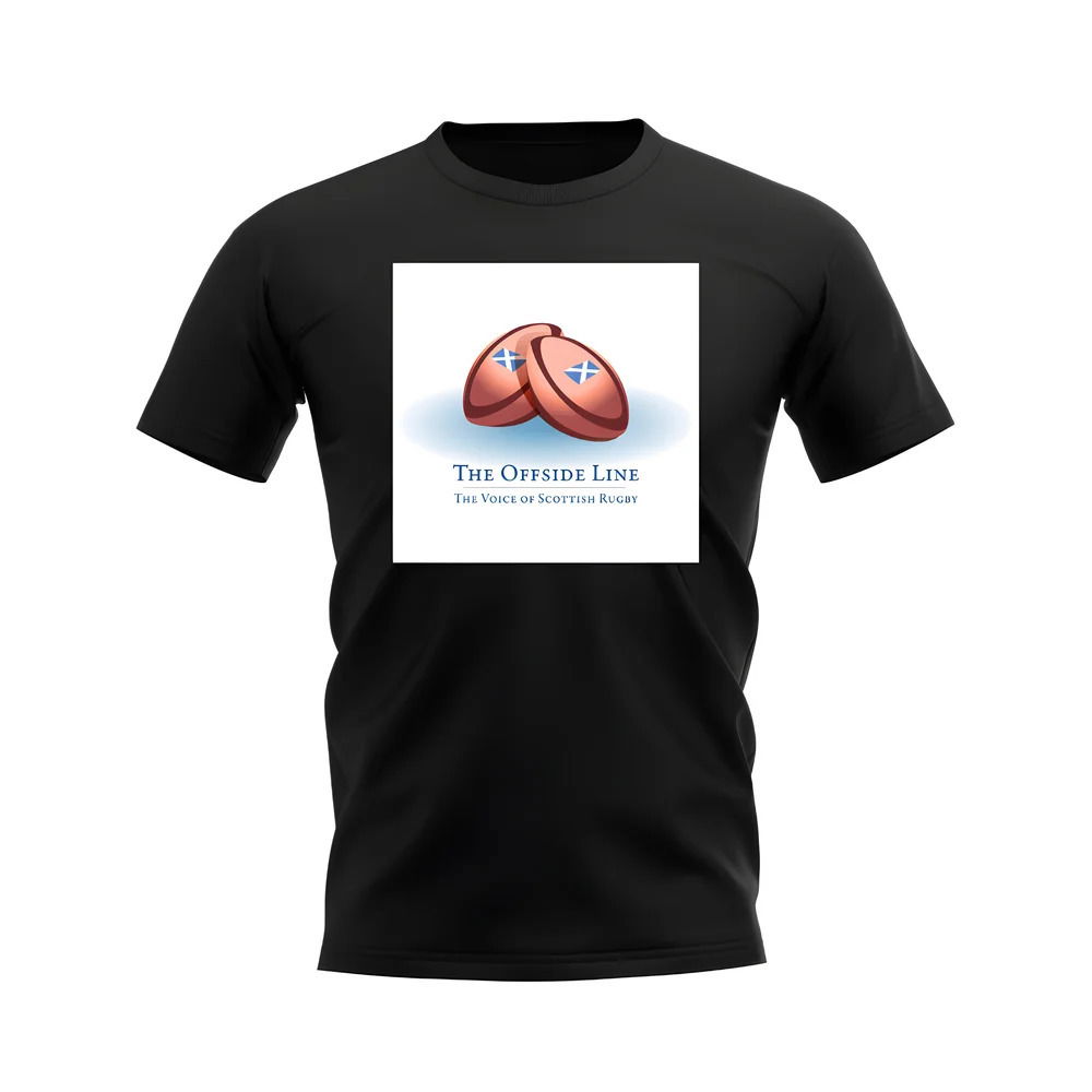 Scotland Offside Line Logo Rugby T-Shirt - Version 4 (Black/White)