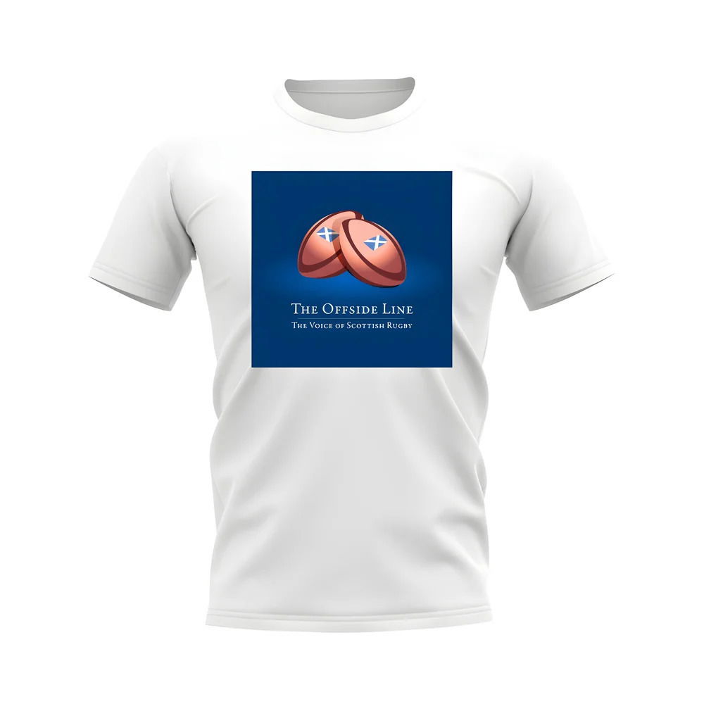 Scotland Offside Line Logo Rugby T-Shirt - Version 5 (White/Blue)