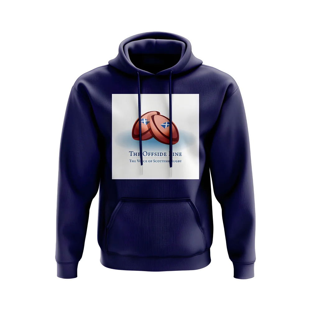 Scotland Offside Line Logo Rugby Hoody - Version 4 (Navy/White)