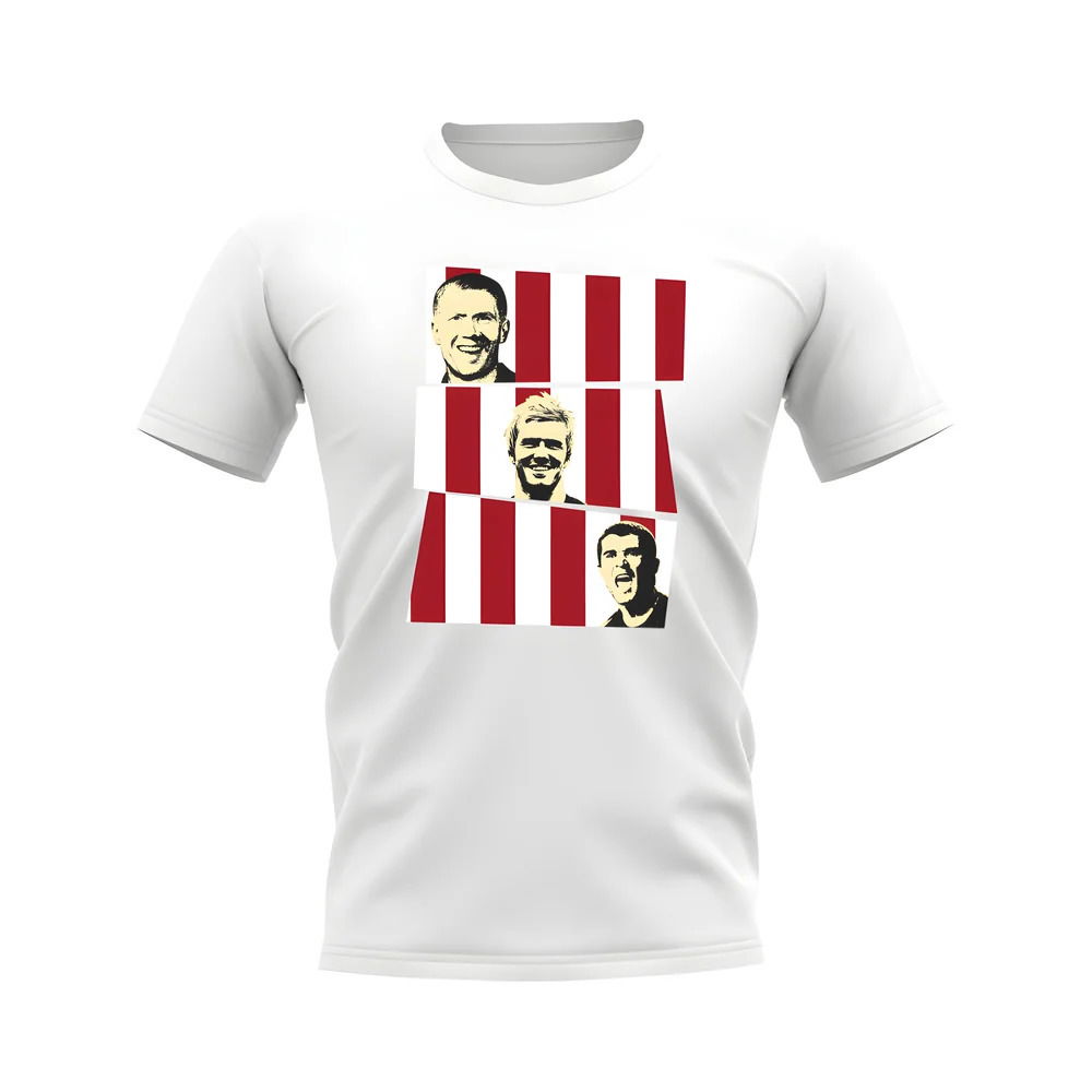 Scholes Beckham Keane Manchester United Trio T-Shirt (White)