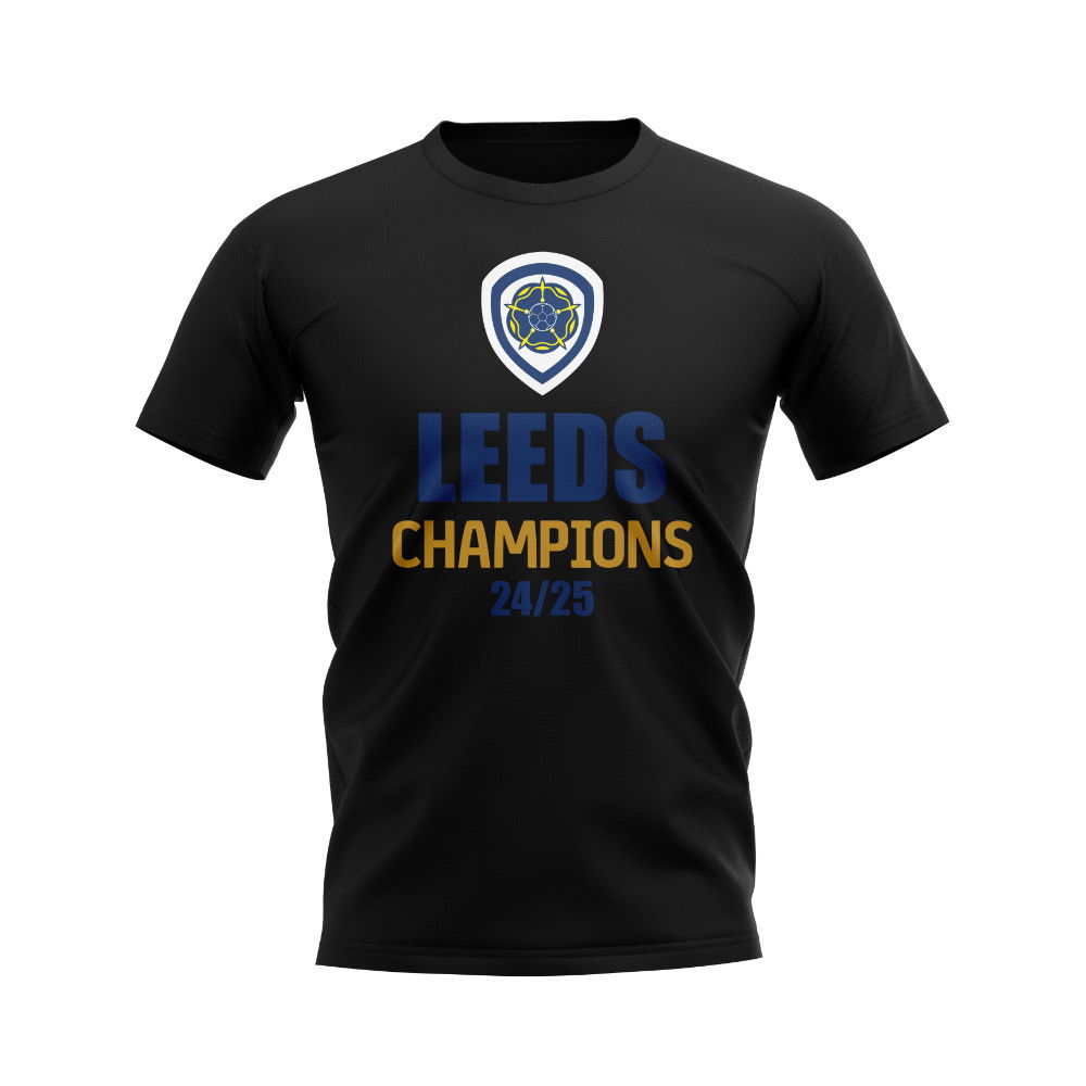 Leeds United 2024-25 Champions T-Shirt (Black)