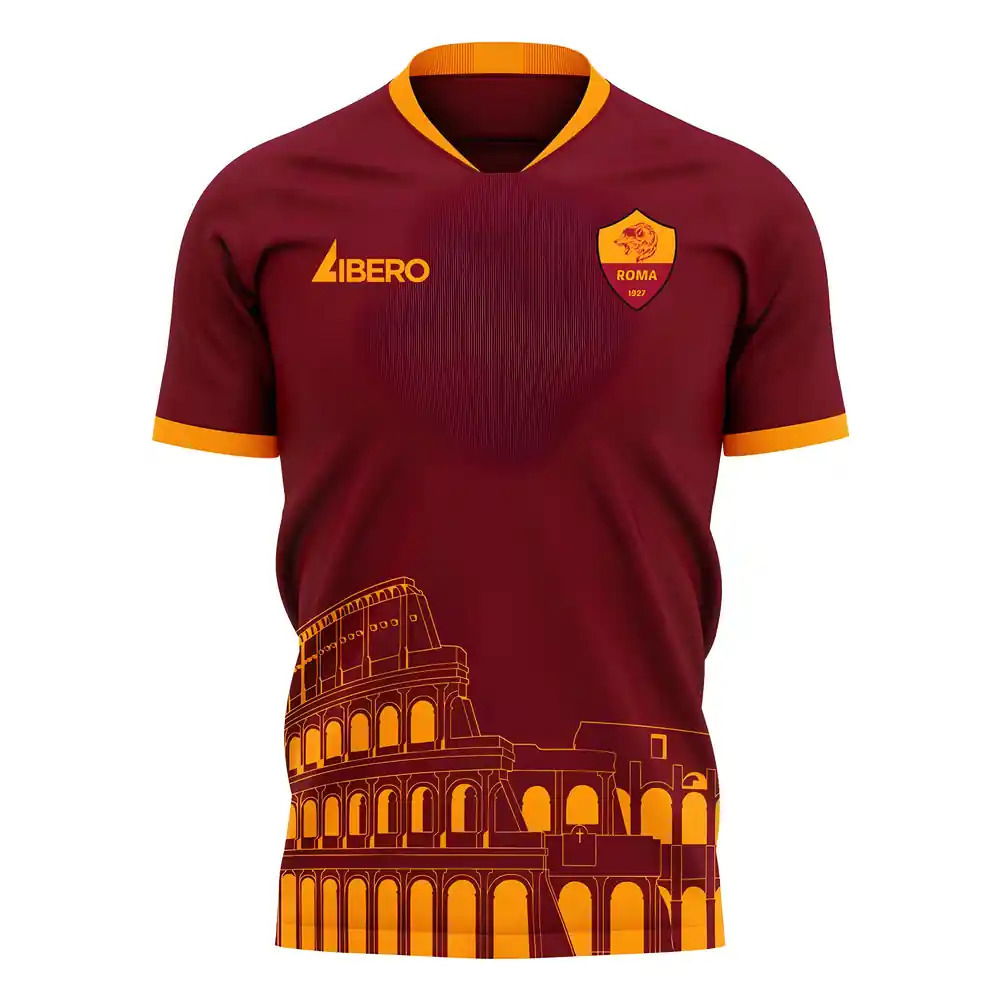 Roma 2025-2026 Home Concept Football Kit (Libero) - No Sponsor - Adult Long Sleeve
