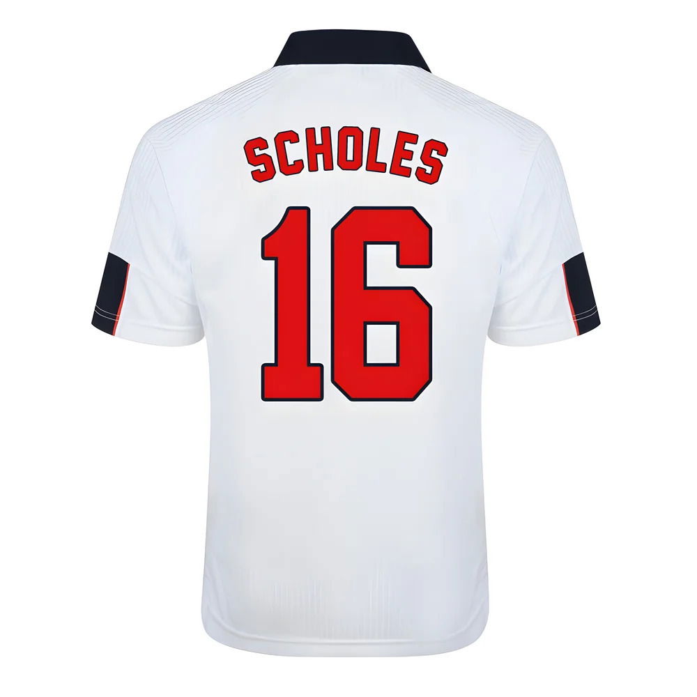 Score Draw England World Cup 1998 Home Shirt (Scholes 16)