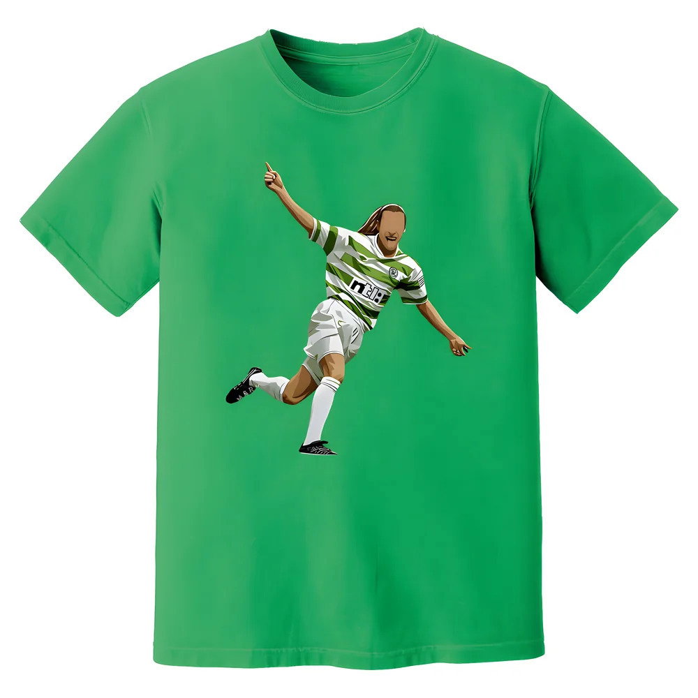 Henrik Larsson Celtic Retro T-Shirt (Green)