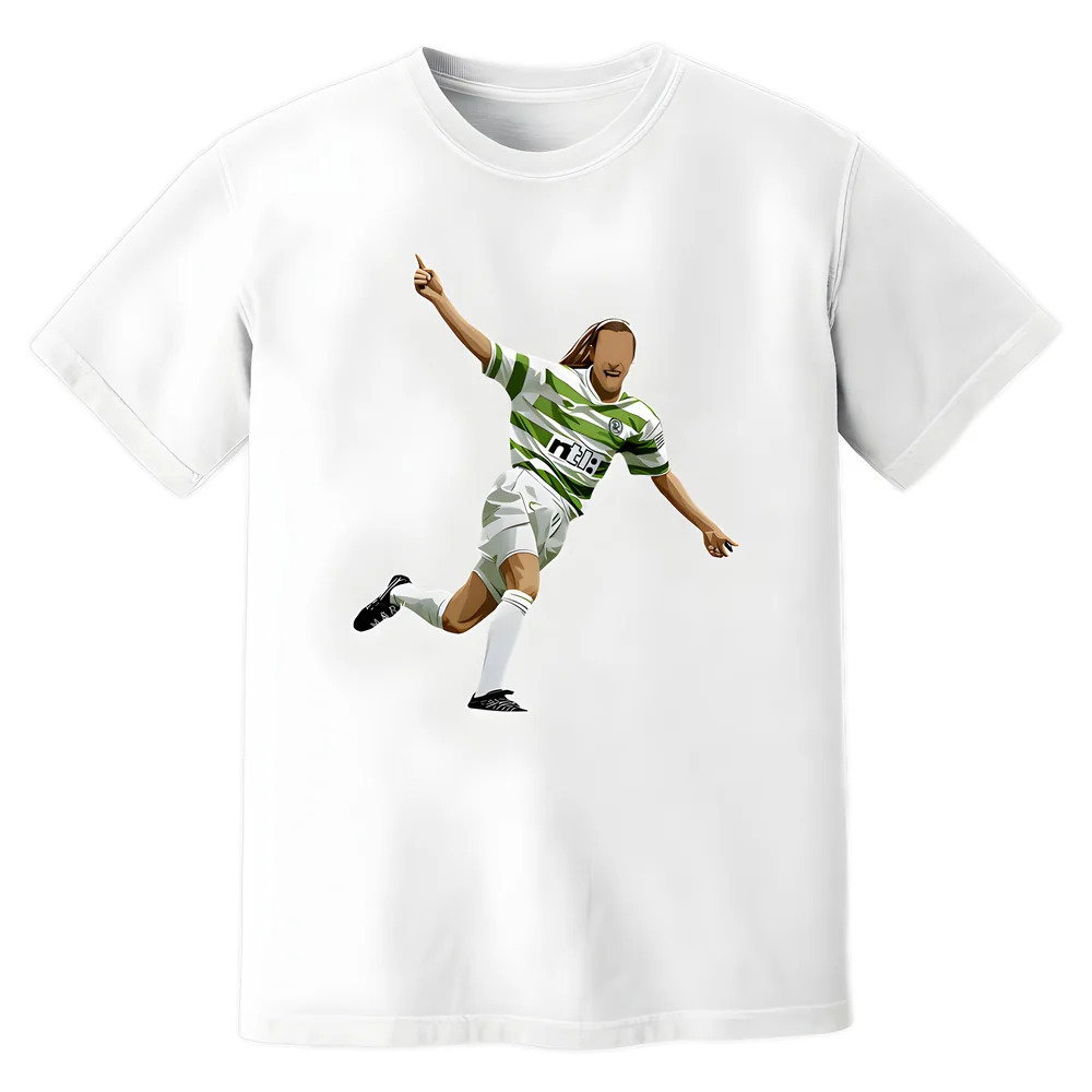 Henrik Larsson Celtic Retro T-Shirt (White)