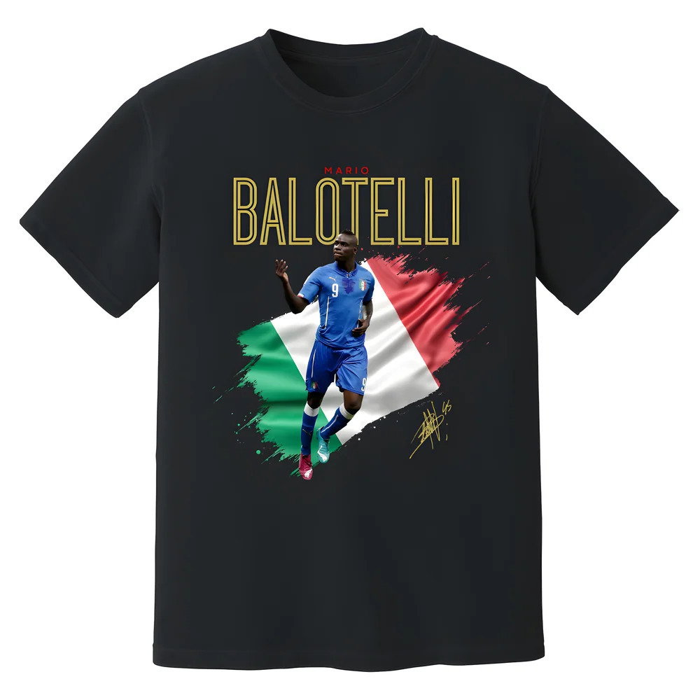 Mario Balotelli Italy Celebration T-Shirt (Black)