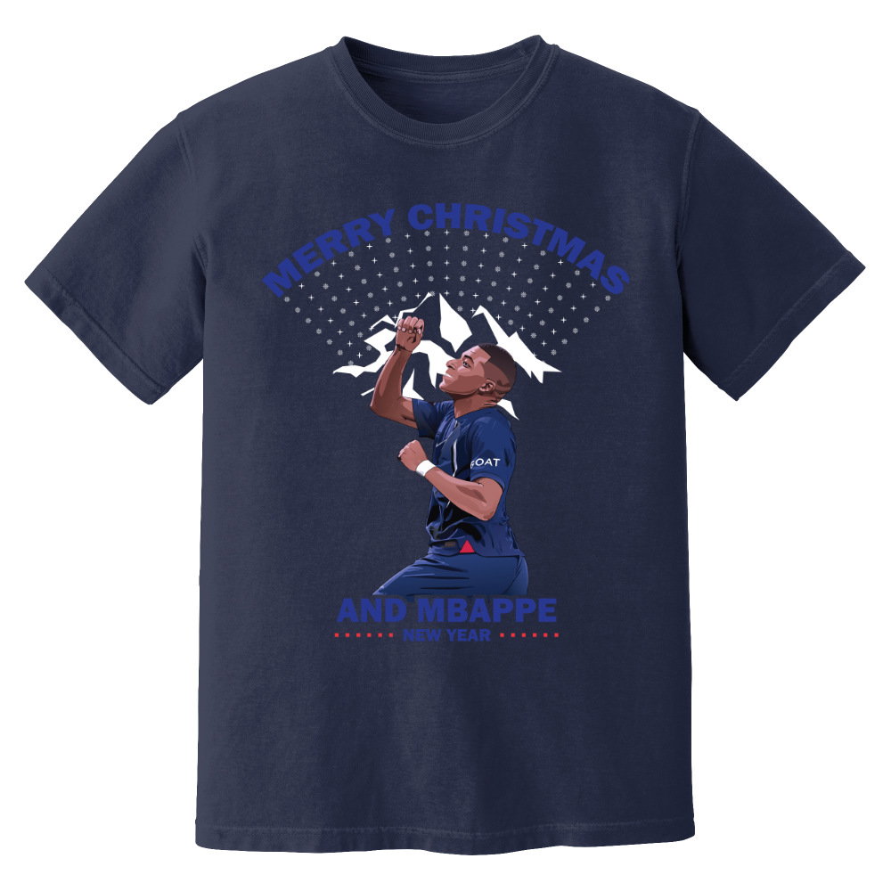 Kylian Mbappe Christmas T-Shirt (Navy)