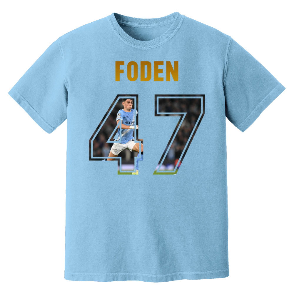 Phil Foden Man City Name And Number T-Shirt (Sky)