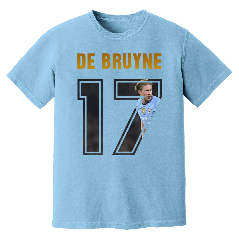 Kevin De Bruyne Man City Name And Number T-Shirt (Sky)