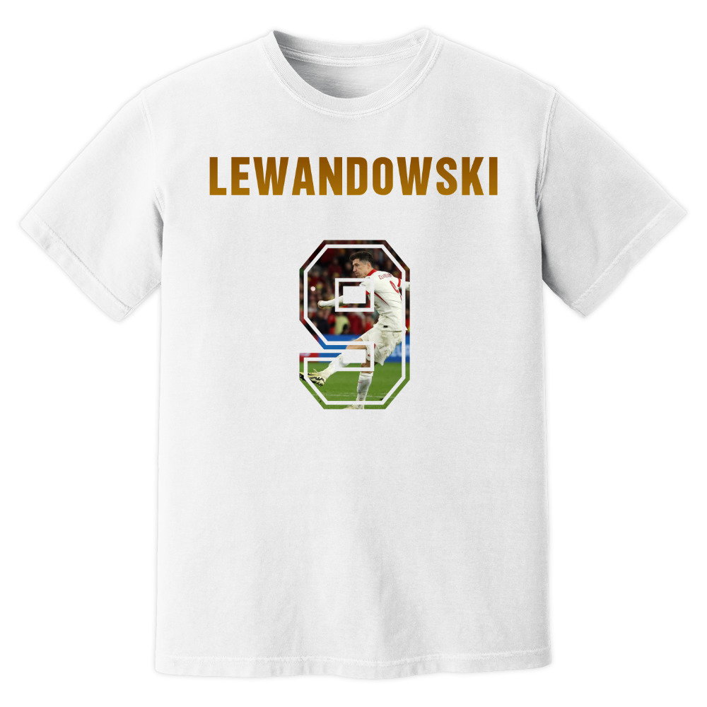 Robert Lewandowski Poland Name And Number T-Shirt (White)