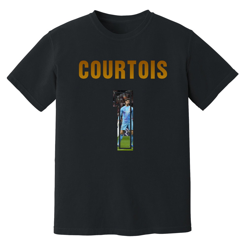 Thibaut Courtois Real Madrid Name And Number T-Shirt (Black)