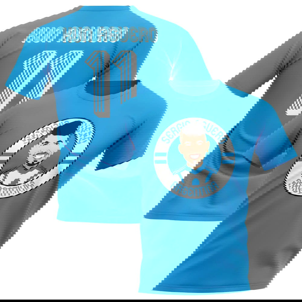 Sergio Aguero Argentina Illustration T-Shirt (Sky)