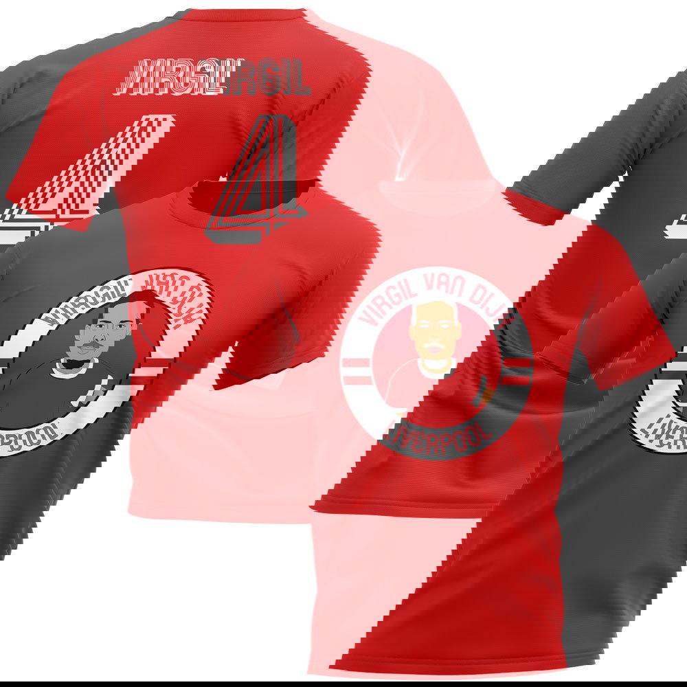 Virgil Van Dijk Liverpool Illustration T-Shirt (Red)