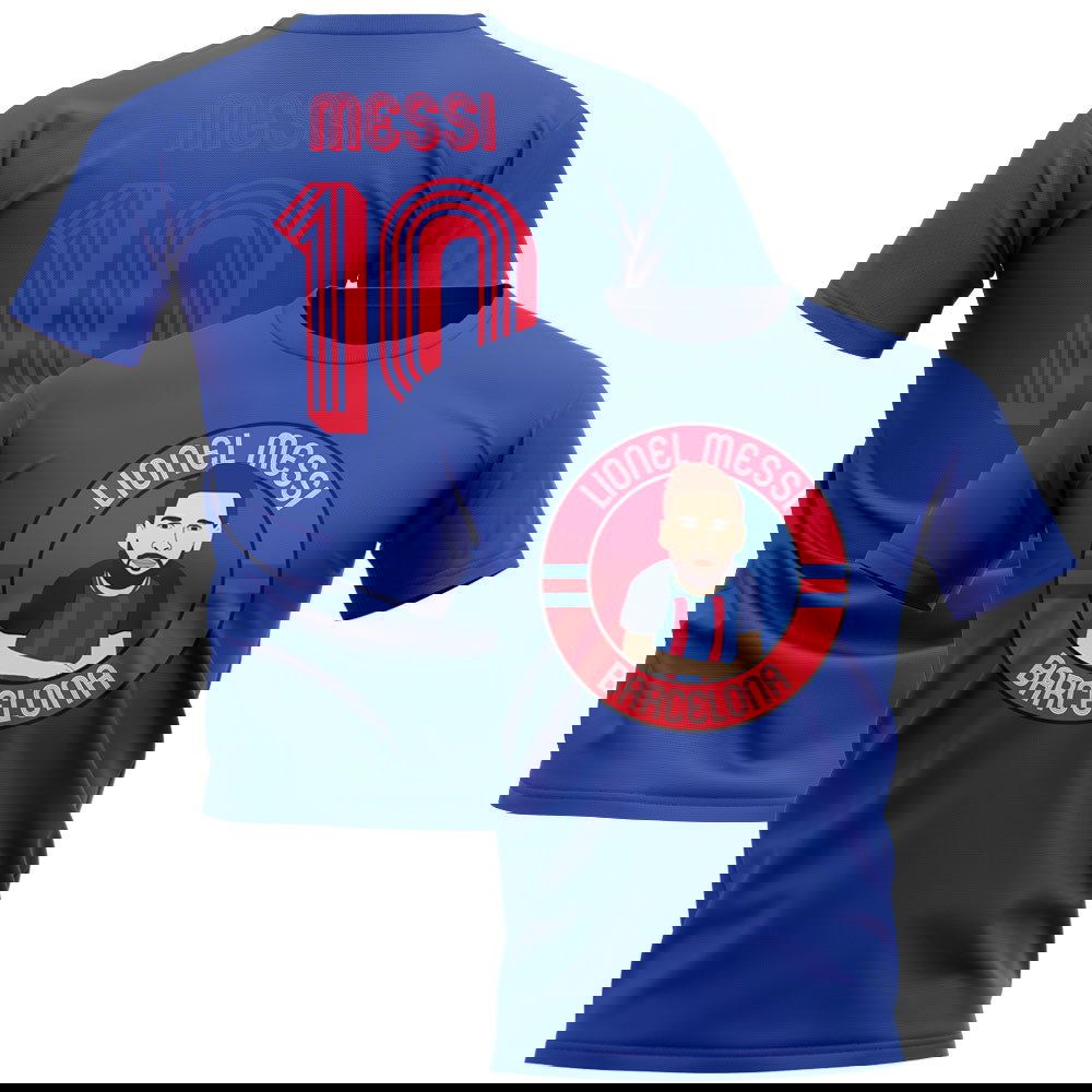 Lionel Messi Barcelona Illustration T-Shirt (Blue)