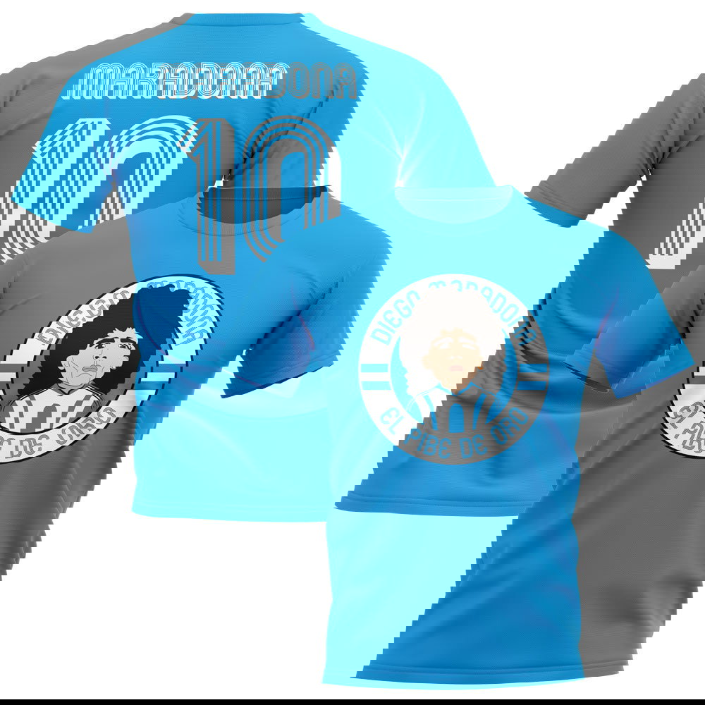 Diego Maradona Argentina Illustration T-Shirt (Sky)