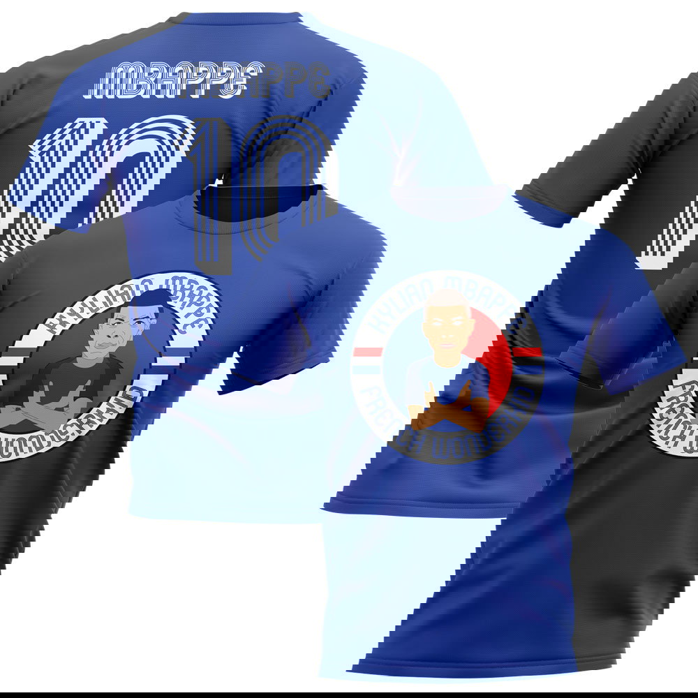 Kylian Mbappe France Illustration T-Shirt (Blue)