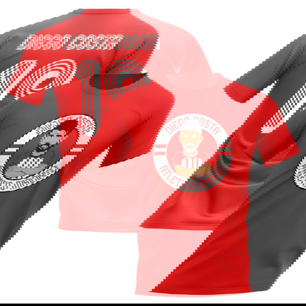 Diego Costa Atletico Madrid Illustration T-Shirt (Red)