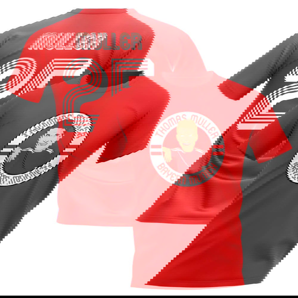 Thomas Muller Bayern Munich Illustration T-Shirt (Red)