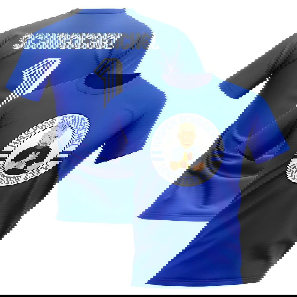 Kasper Schmeichel Leicester Illustration T-Shirt (Blue)