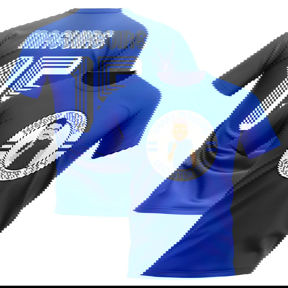 Harry Maguire Leicester Illustration T-Shirt (Blue)