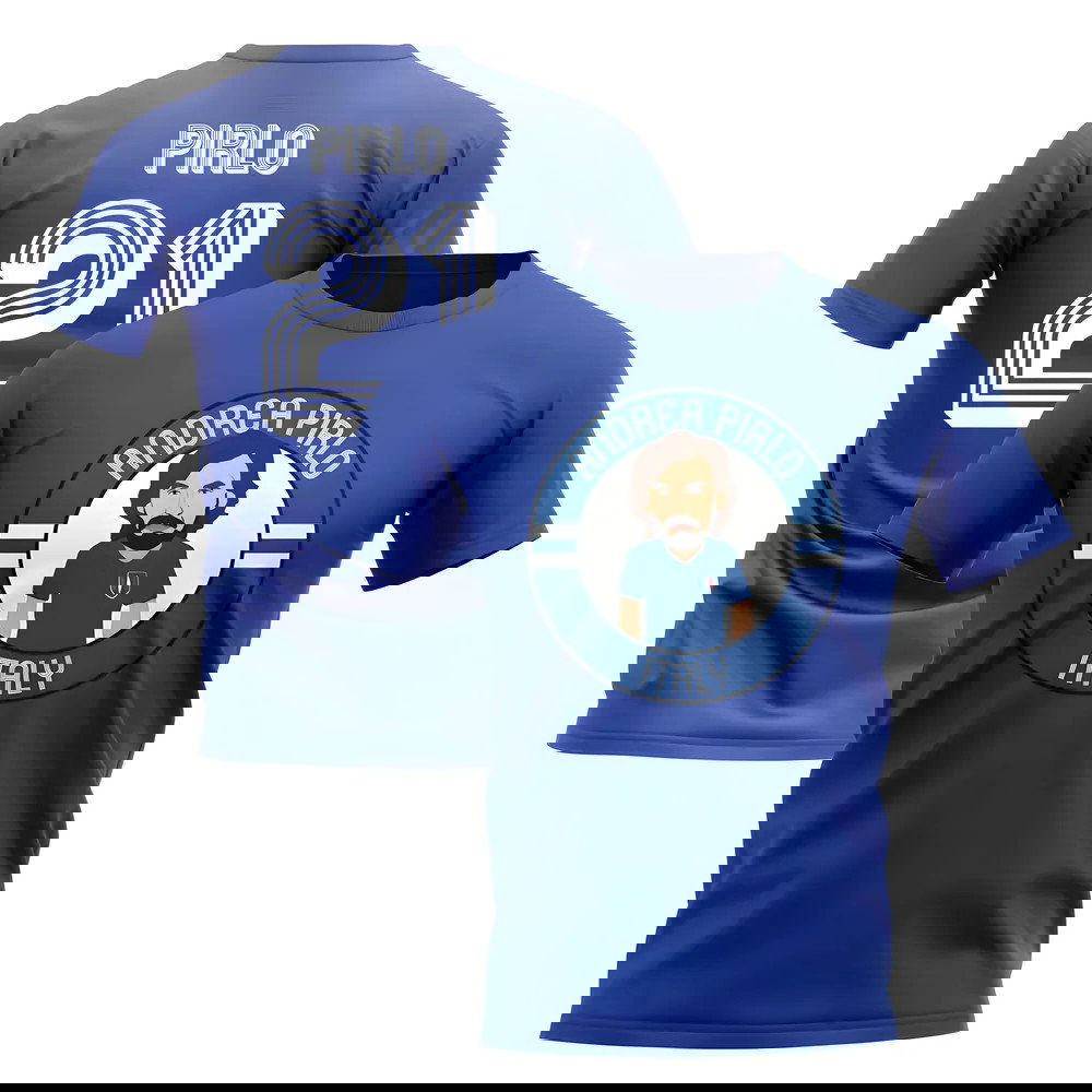 Andrea Pirlo Italy Illustration T-Shirt (Blue)