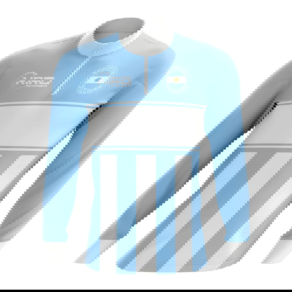 Argentina Concept Football Half Zip Midlayer Top (Sky Blue-White)