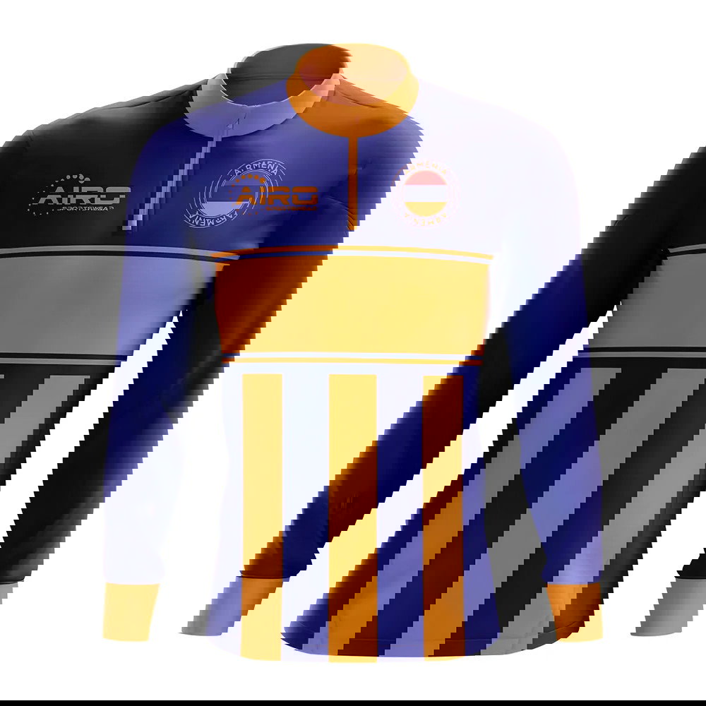 Armenia Concept Football Half Zip Midlayer Top (Blue-Orange)