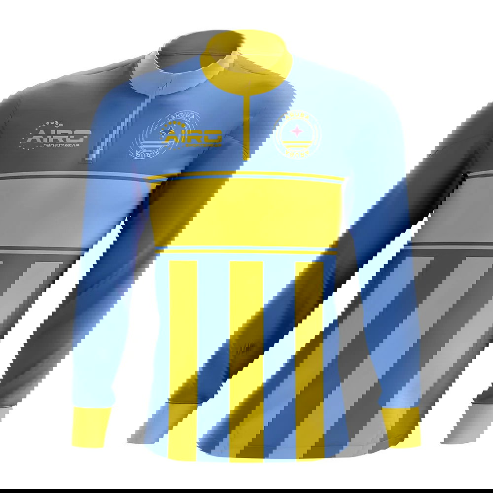 Aruba Concept Football Half Zip Midlayer Top (Sky Blue-Yellow)