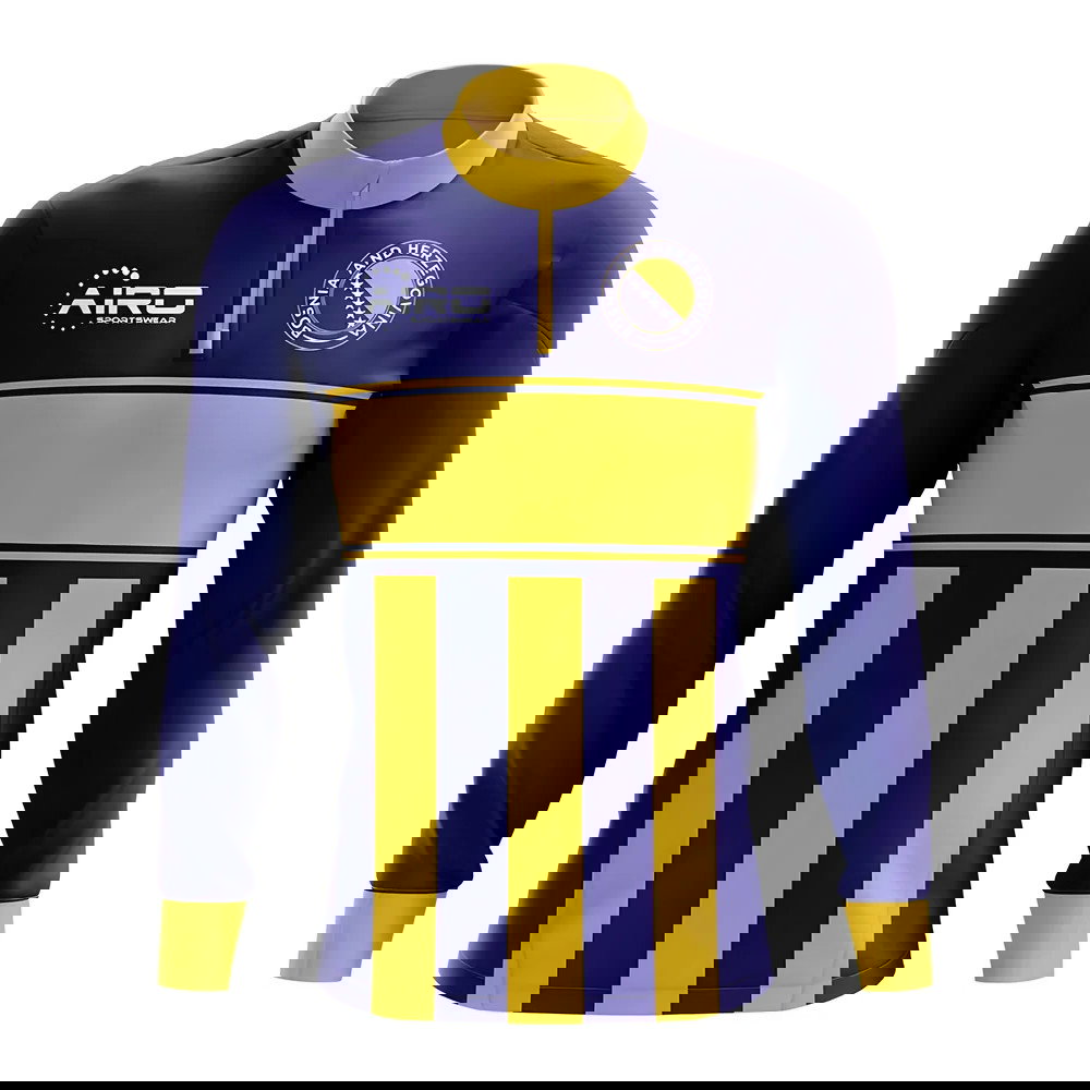 Bosnia and Herzegovina Concept Football Half Zip Midlayer Top (Blue-Yellow)