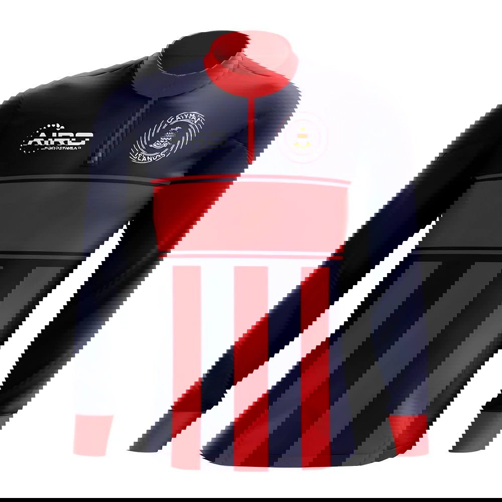 Cayman Islands Concept Football Half Zip Midlayer Top (Blue-Red)