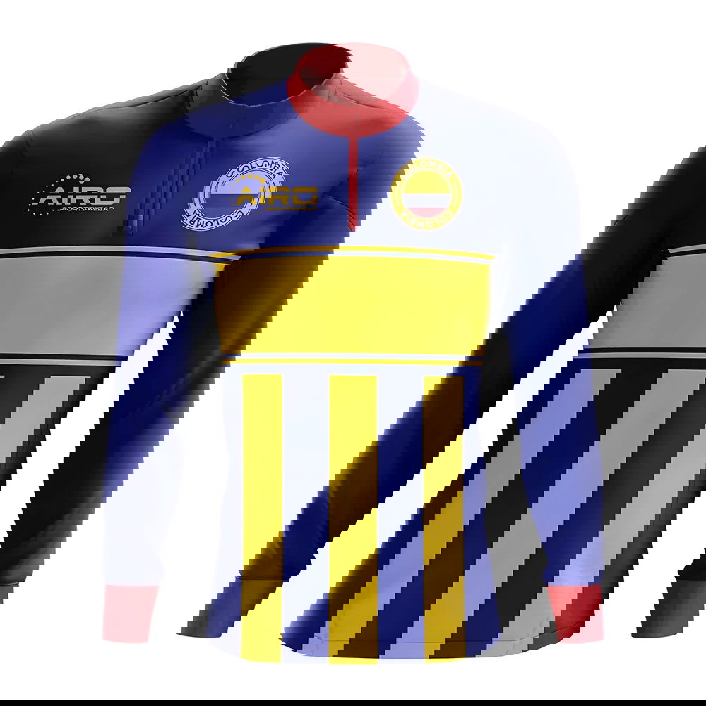 Colombia Concept Football Half Zip Midlayer Top (Blue-Yellow)
