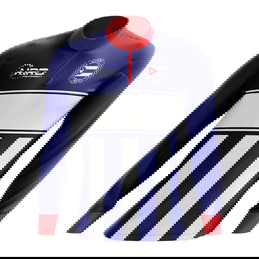 Cuba Concept Football Half Zip Midlayer Top (Blue-White)