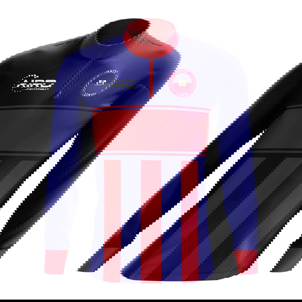 Haiti Concept Football Half Zip Midlayer Top (Blue-Red)