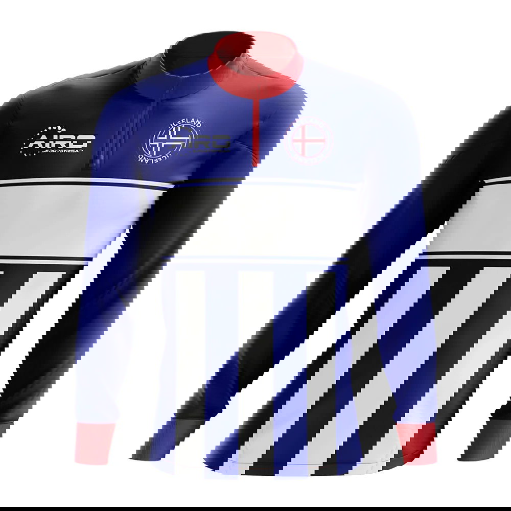 Iceland Concept Football Half Zip Midlayer Top (Blue-White)