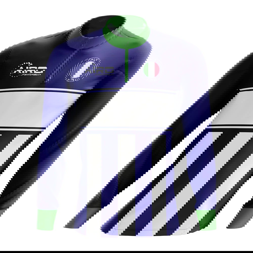 Italy Concept Football Half Zip Midlayer Top (Blue-White)